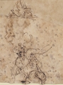 Studies for a Figure Lifted from a Grave or Pit by Cords (recto); Further Study of the Same Figure (verso), Salvator Rosa (Italian, Arenella (Naples) 1615–1673 Rome), Pen and brown ink (recto and verso)
